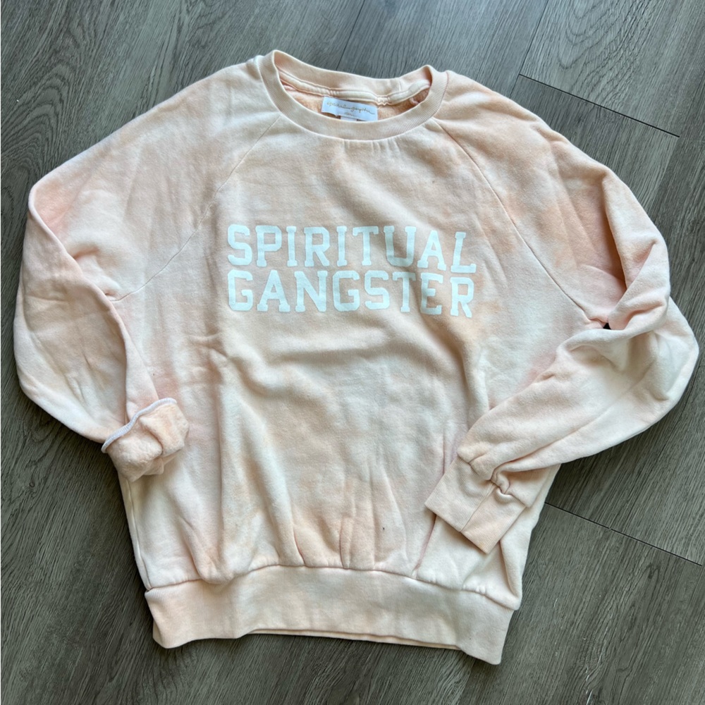 SPIRITUAL GANGSTER creamsicle orange tie dye sweat shirt - XS